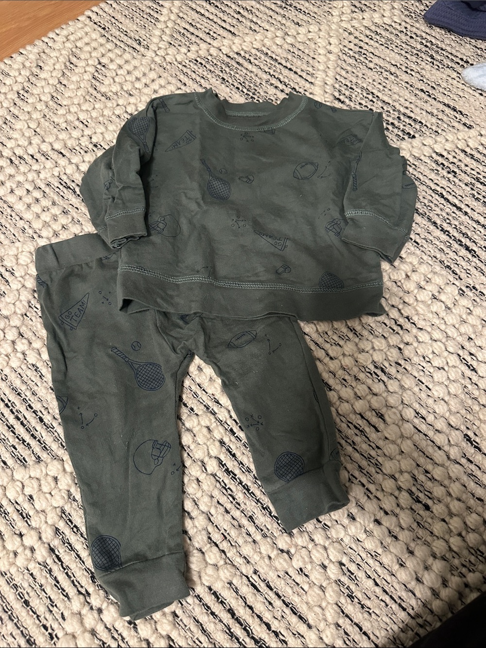 Carter's Light Sage Green Baby Jogger Pants- sports print